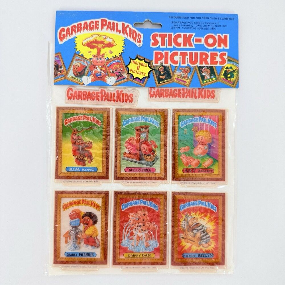 Vintage 1986 Garbage Pail Kids 6 Stick-Ons Puffy Stickers 1980s 80s Rare TOPPS